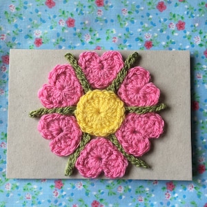 Tarjeta de flores de ganchillo - Tarjeta de ganchillo - Tarjeta de punto - Hecho a mano en el noreste - Feliz cumpleaños - San Valentín - Tarjeta personalizada