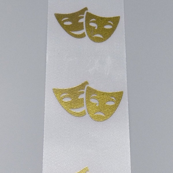 Theater or Drama Mask ON white ribbon background Homecoming Ribbons