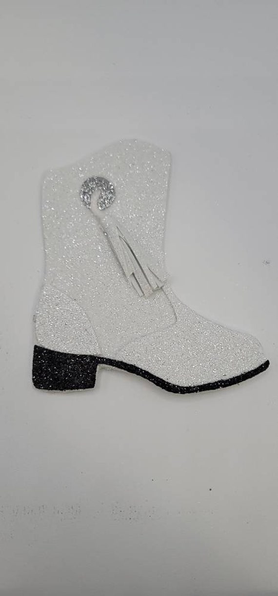 White Glitter Foam Drill Boot Homecoming