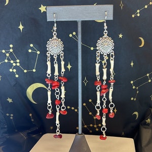 Handmade Real Animal Bone and Bamboo Coral Earrings