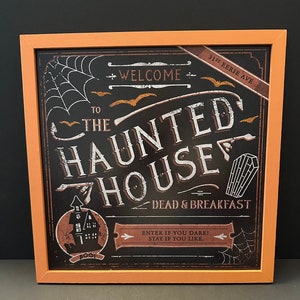Halloween Haunted House Dead & Breakfast Sign scary and sparkles