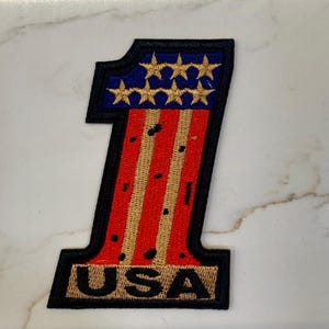 USA #1 embroidered iron on patch/Trucker Hat Patch