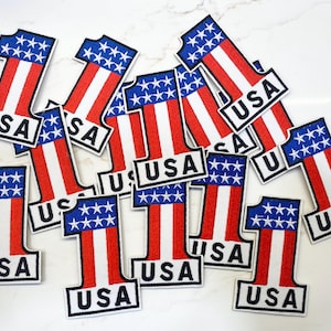 USA 1 Emblem Embroidered Iron On Patch/USA/Trucker Hat Patch