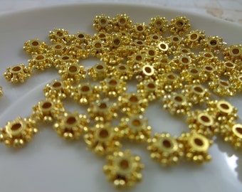 CLEARANCE - 90 Pcs Metallic Gold Spacer Beads - 6x2mm Thick Disc Spacer Beads - Gold Metal Round Disc Spacer Beads Small Thick #S3464