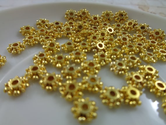 CLEARANCE - 90 Pcs Metallic Gold Spacer Beads - 6x2mm Thick Disc Spacer Beads - Gold Metal Round Disc Spacer Beads Small Thick #S3464