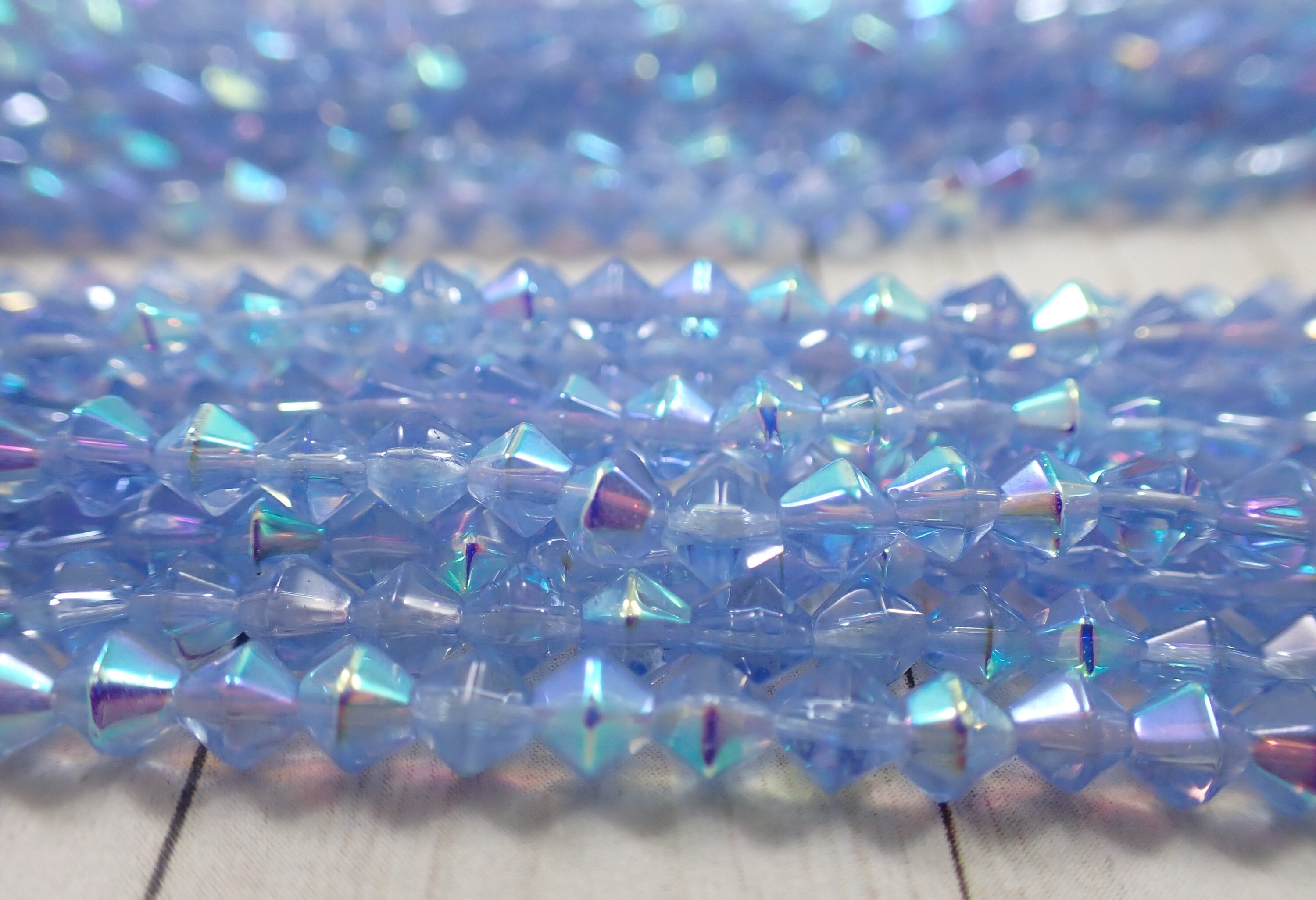 3 Strands Blue Glass #S5252 Small 4mm Smooth Finish 250 Pcs Light Blue Bicone Glass Beads Bicone Turquoise Beads Rainbow AB Finish