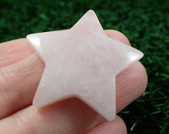 1 pieza de cabujón de estrella de cristal de cuarzo rosa natural - Estrella de cristal pulido liso rosa - Cabina en forma de estrella de cristal - Cuarzo rosa SIN AGUJERO # S7632