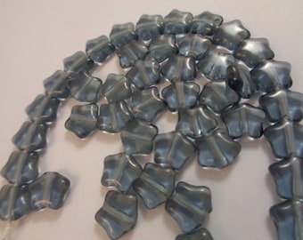 23 Gray Blue Glass Star Shaped Beads 8x2mm Flat Clear Gray Blue Star Beads Soft Edge Star Beads Clear Blue Gray Star Shaped Glass #S1908