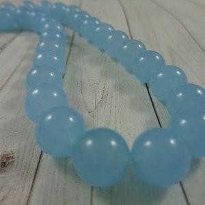 40 Light Milky Blue Round Smooth Agate Beads 10mm Round Light Milky Blue Agate Stone Beads Full Strand Round Smooth Finish Blue Beads #S3838