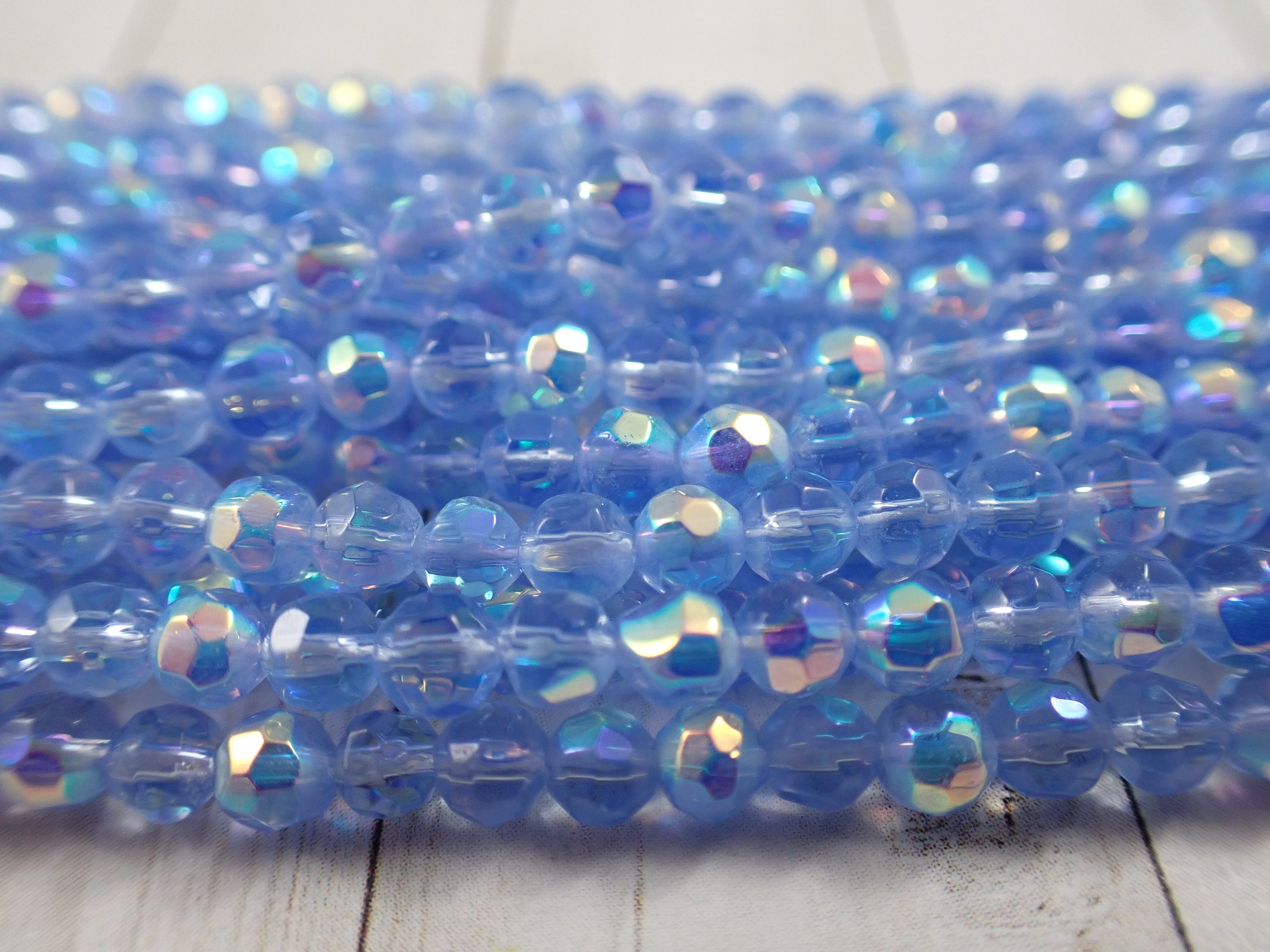 250 Pcs Light Blue Glass Beads Round Faceted Blue Beads Etsy