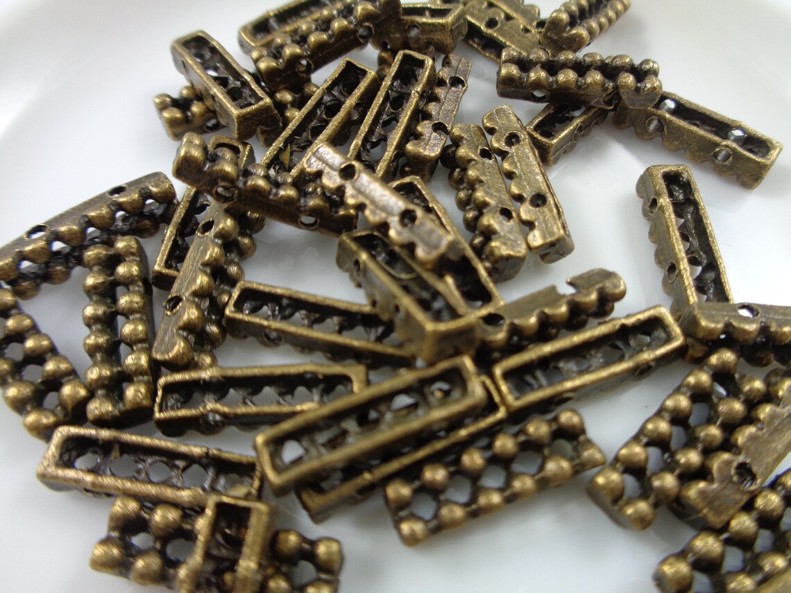 46 Separator Bar Beads Brass Metal Spacer Beads 14x4x3mm Long Etsy UK