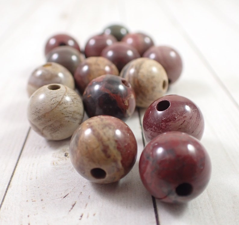 15 Pcs Natural Jasper Crystal Beads 12mm Round Smooth Finish Red Brown Tan Green Beads Jasper Round Beads Red Brown Tan Green S6831 image 7