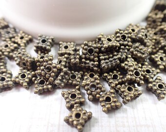 90 Pcs Brass Metal Spacer Beads - Square Shaped Small Spacers - 5x3mm Thin Square Spacer Beads - Brass Metal Consistent Shape Beads #S6386