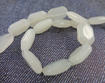 6 Beautiful Milky White Opaque Flat 16x12mm Rectangle Glass