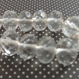 12 kristalheldere gefacetteerde rondelle glaskralen - 8 x 6 mm doorschijnende doorzichtige kralen - gefacetteerde rondelles helder glanzende glaskralen #S5619