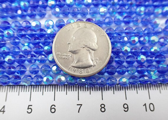 145 perline di vetro blu cadetto da 3 mm a forma di diamante, filo intero, per la creazione di gioielli, piccole perline distanziatrici - Italia