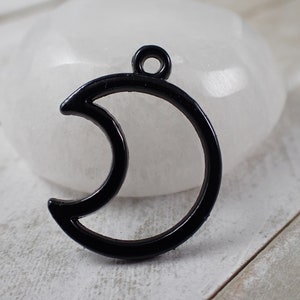 2 Pcs Awesome Black Metal Moon Pendant - Hollow Outline Moon - Small Metal Focal Bead - 1 Inch Pendant - Black Moon DIY Pendant Beads #S7763