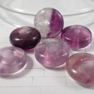 1 Piece Purple Amethyst Crystal Donut - Small Smooth Natural Crystal - Mini Donut Shaped Carving - Purple White Translucent Donuts #S7234