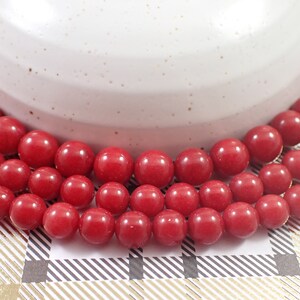 3 Full Strands Deep Red Glass Beads - Round Smooth Finish - 6mm & 8mm Beads - Full Strands Red Glass Beads - Deep Red Glass Beads #S6801