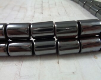 35 Magnetic Hematite Tube Shaped Stone Beads 10x7mm Dark Gray Silver Hematite Magnetic Stone Beads Smooth Finish Bead Magnetic Silver #S4616