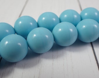 thumbnail interactive-video image 1 of 24 Vintage Opaque Blue Acrylic Round Ring Beads - 5x22mm Smooth Spacers 6179 1 of 5