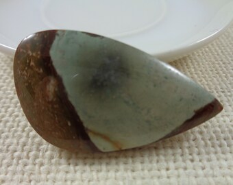Cabujón de lágrima policromada de 1 pieza - Verde gris marrón - Pulido suave - Cabina en forma de lágrima - Cabina de piedra natural policromada de 42x22x5 mm #S5050