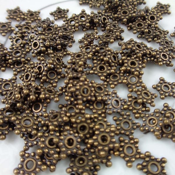 190 Metallic Brown Bronze Star Metal Spacer Beads 7x1mm Thin Star Spacer Beads Metal Beads Star Shape Spacer Beads Small Thin Metal #S3529