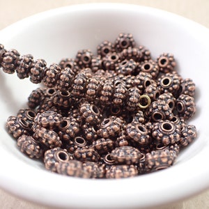 30 Metallic Copper Spacer Beads - Thick Metal Flower Shaped Spacer Beads - Reddish Copper Metal Beads - Floral Spacer Beads Metal #S6378
