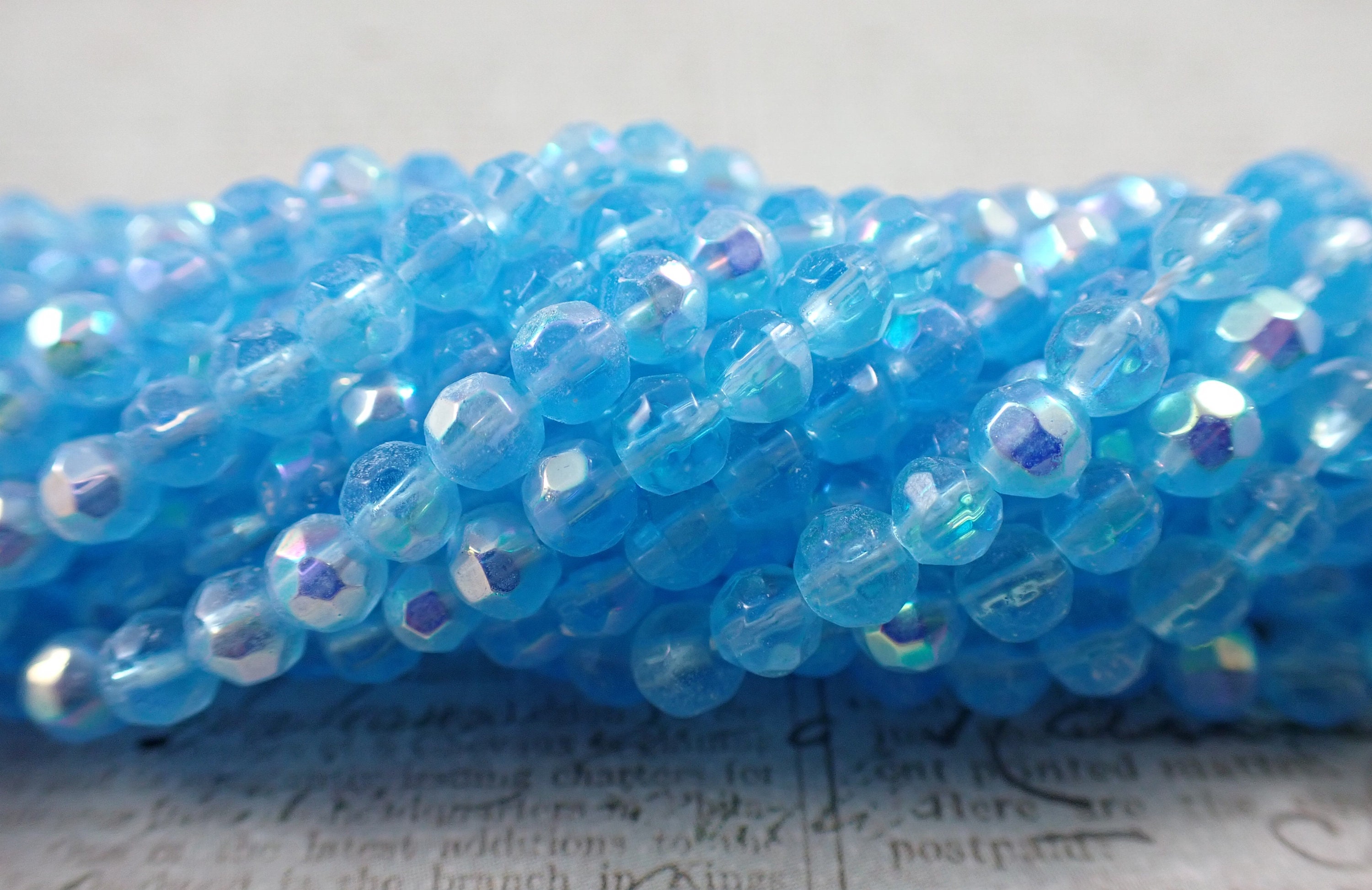250 Pcs Light Blue Glass Beads Round Faceted Blue Beads Etsy