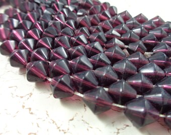 44 Pretty Purple Glass Bicone Beads 8mm Dark Purple Translucent Dark Purple Crystal Beads Crystals Bicone Crystal Beads Purple 8mm #S3310