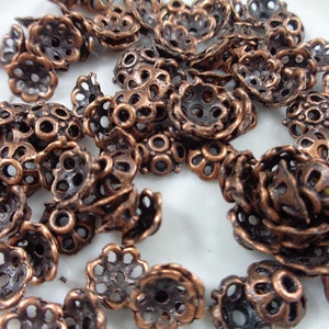 90 Copper Metal Bell Flower Shaped Bead Caps 8x3mm Copper Bell Caps #S3589