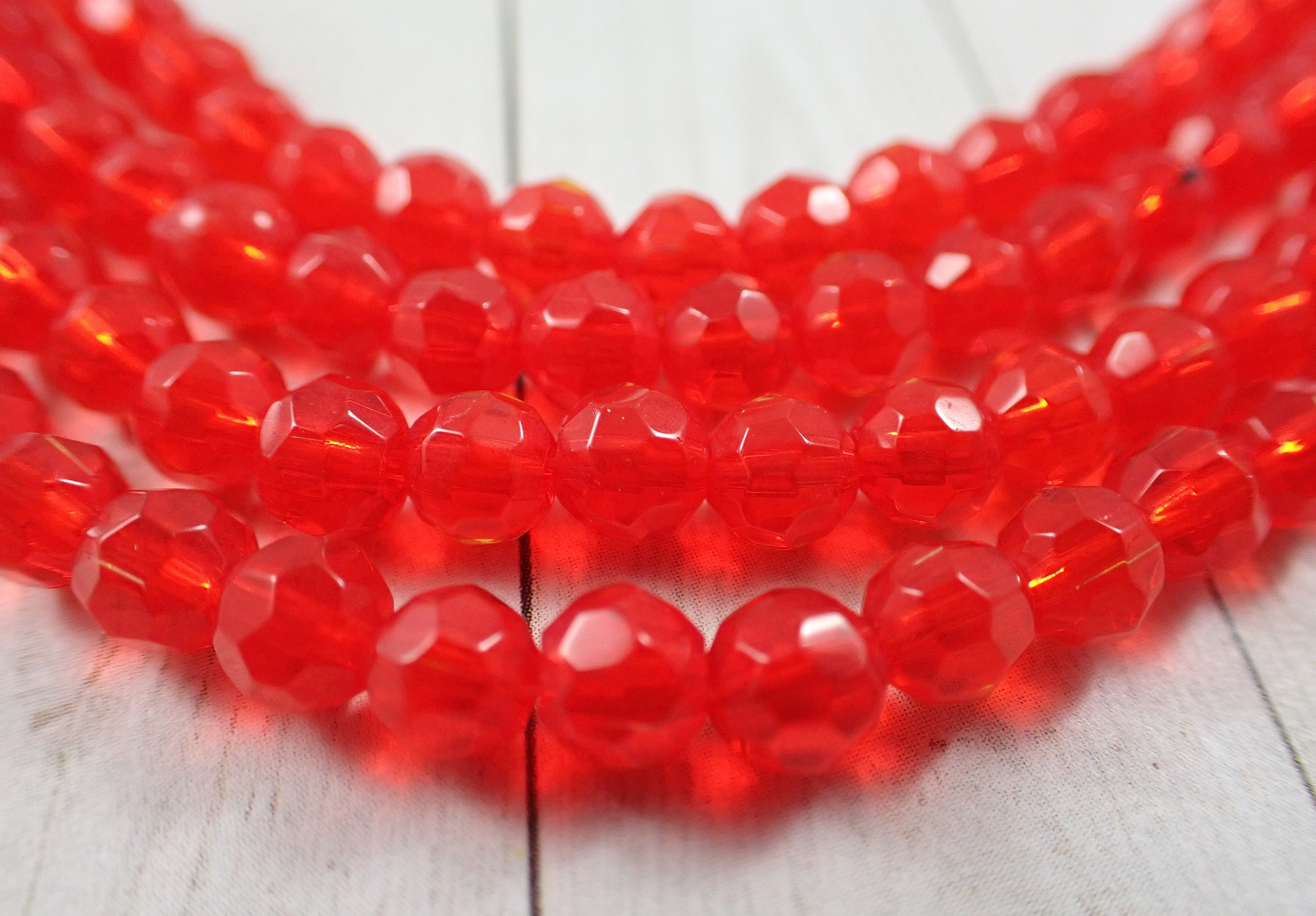 56 Pcs Bright Red Glass Beads 6mm Opaque Red Beads Faceted | Etsy