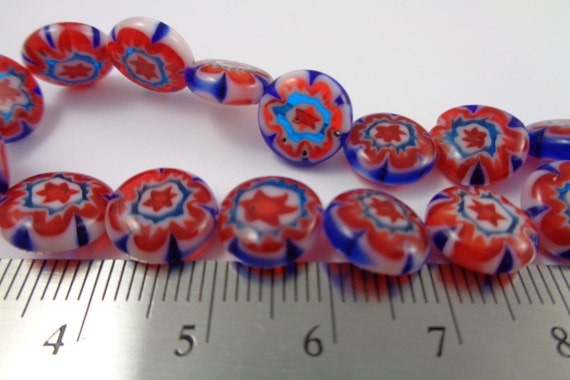 Rectangle Round 8mm Blue White Purple Yellow Red Green Mixed Millefiori Beads