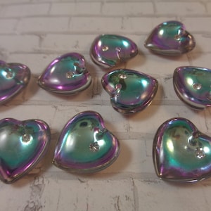 1 Vintage Swarvoski Heart Bead Vitrial Light Purple Green Rhinestone Heart Bead #S3148