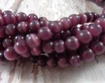 4mm Round Smooth Glass Beads 100 Pcs Purple Cat Eye Beads Full 15 Inch Strand Beads #S5197 Bright Shiny Light Purple Cats Eye Beads