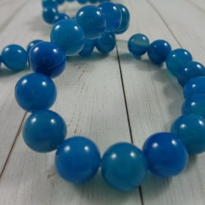 49 Pretty Bright Blue Agate Beads 8mm Round Smooth Finish Gorgeous Blue Opaque Agate Beads #S3786