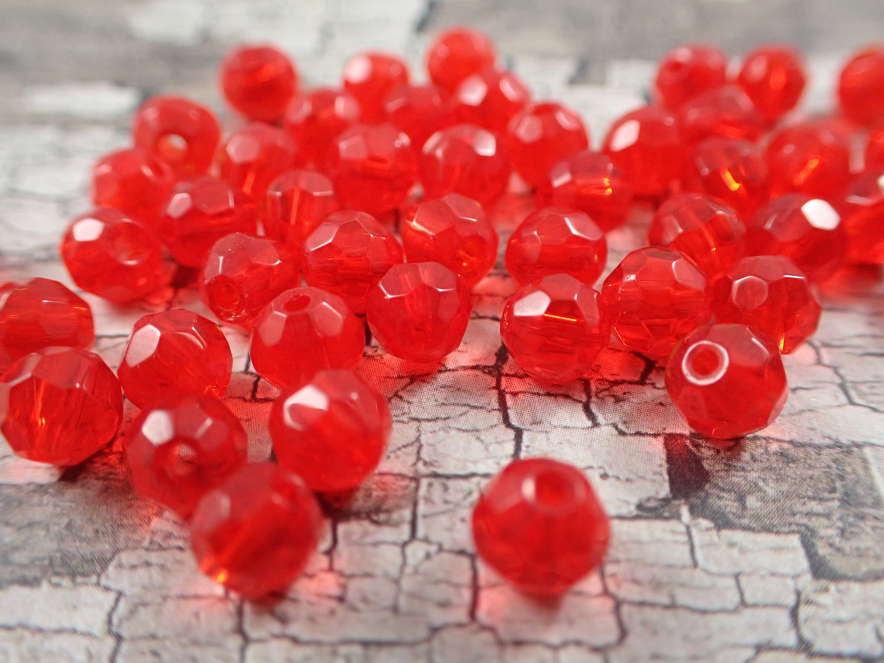 56 Pcs Bright Red Glass Beads 6mm Opaque Red Beads Faceted Etsy