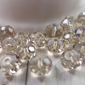 25 stuks helder champagne gefacetteerde rondelle kralen - 7 x 5 mm gefacetteerde rondelle kralen - glanzende kleine rondelle gefacetteerde glaskralen - Tsjechisch glas #S6227
