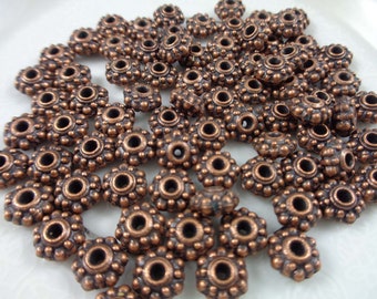 70 Metallic Copper Spacer Beads 7x3mm Thick Disc Spacer Beads Copper Metal Beads Round Disc Shape Spacer Beads Small Thick Metal #S3551