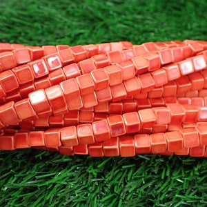 127 Pcs Burnt Orange Vintage Japanese Cube Beads - Bright Large Shiny Cubes - Smooth Finish Plastic Beads - Vintage Japanese Cubes #S7468