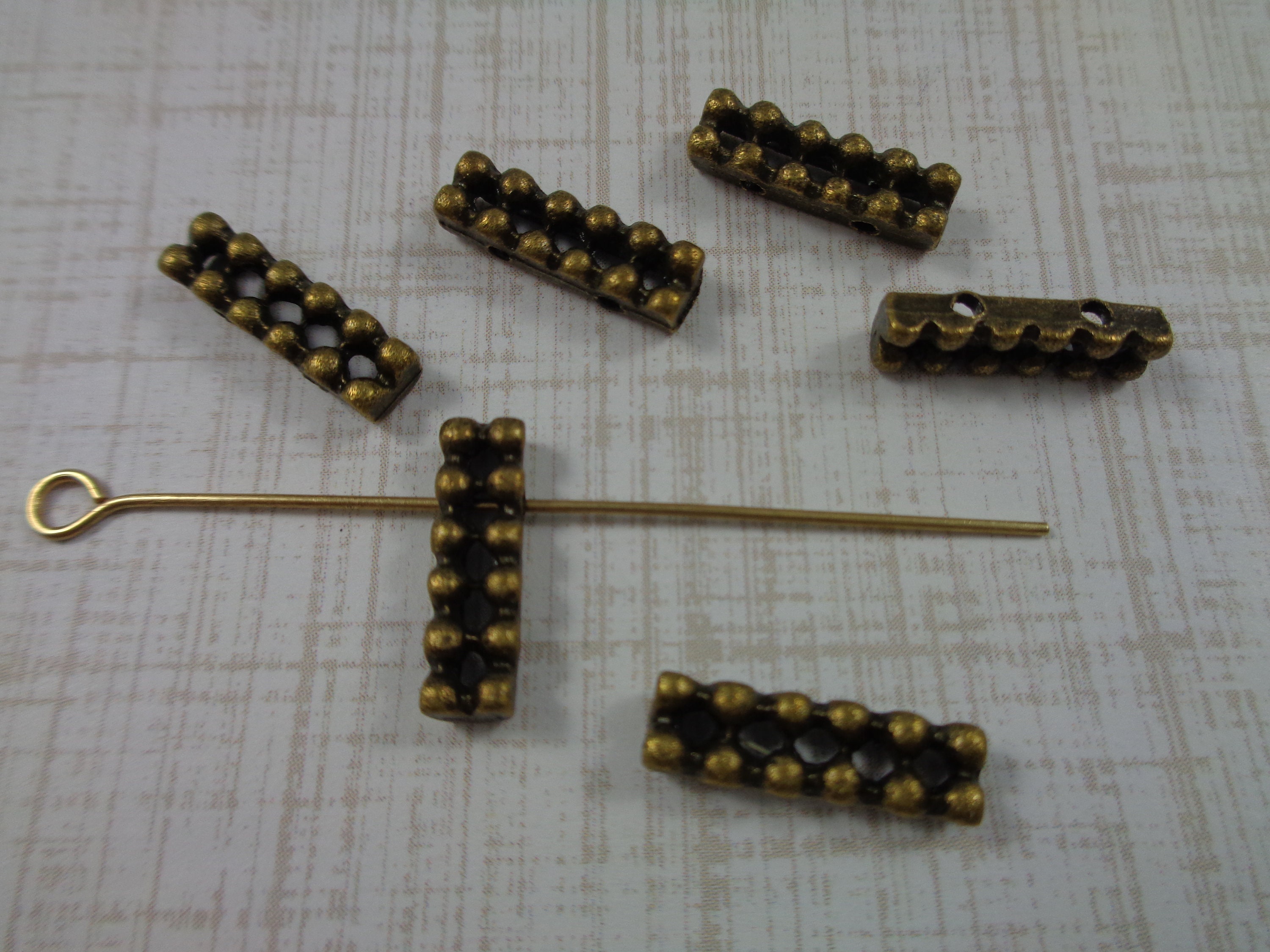 46 Separator Bar Beads Brass Metal Spacer Beads 14x4x3mm Long Etsy UK