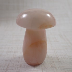 1 Piece Natural Rose Quartz Mushroom Carving - Large Pink Gold Crystal Mushroom - Rounded Smooth Finish - Pink Rose Quartz Crystal #S6593