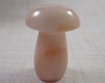 Talla de hongo de cuarzo rosa natural de 1 pieza - Hongo de cristal de oro rosa grande - Acabado liso redondeado - Cristal de cuarzo rosa rosa # S6593