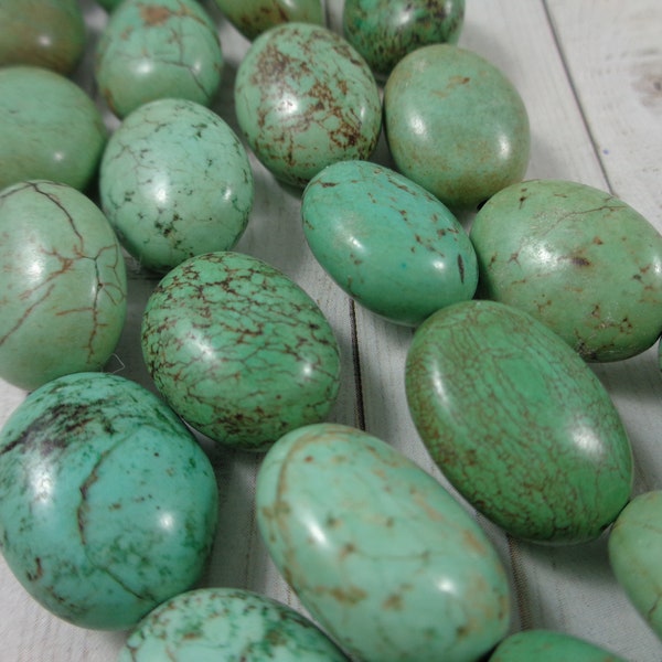 22 Pretty Light Green Brown Magnesite Stone Thick Heavy Oval Shaped Smooth Beads 18x13x8mm Rounded Smooth Oval Shaped Magnesite Beads #S4519