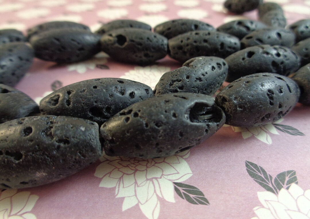 8 Jet Black Chunky Porous Oval Tube Shaped Black Volcanic Rock - Etsy