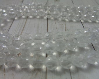 60 Clear Crystal Glass Beads 6mm Round Faceted Translucent Clear White Multi Faceted Glass Beads Clear Beads 6mm Round Translucent #S3267