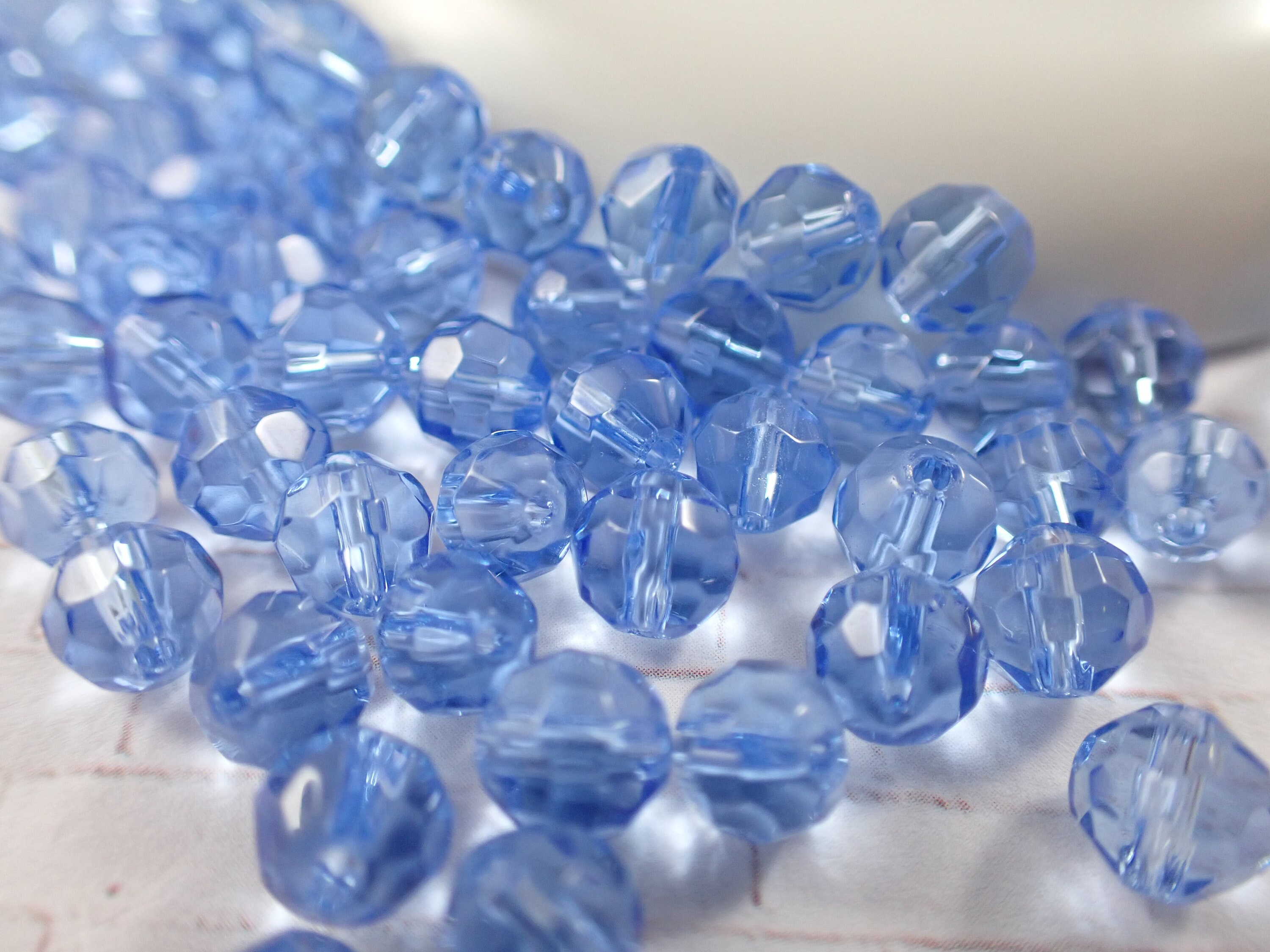 59 Pcs Light Blue Glass Beads Round Faceted Beads 6mm Etsy