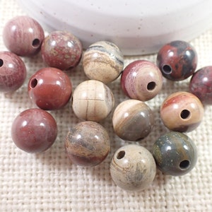 15 Pcs Natural Jasper Crystal Beads 12mm Round Smooth Finish Red Brown Tan Green Beads Jasper Round Beads Red Brown Tan Green S6831 image 9