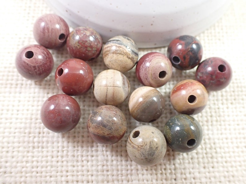 15 Pcs Natural Jasper Crystal Beads 12mm Round Smooth Finish Red Brown Tan Green Beads Jasper Round Beads Red Brown Tan Green S6831 image 9