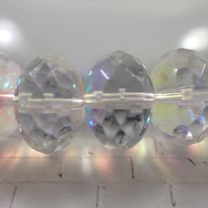 12 stuks heldere gefacetteerde rondelle-glaskralen - regenboog AB-afwerking - grote doorschijnende glaskralen 16 x 11 mm - gefacetteerde rondelle-glaskralen #S6429